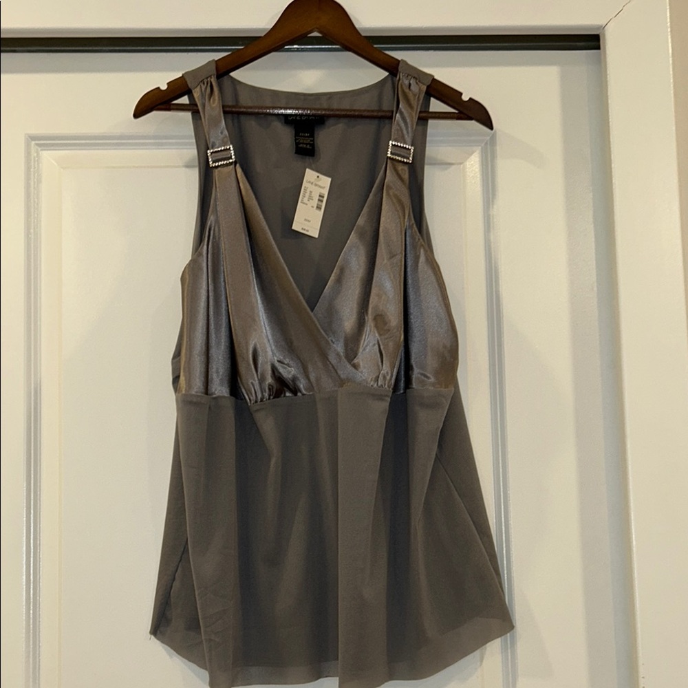 Lane Bryant Gray Embellished Peplum Camisole